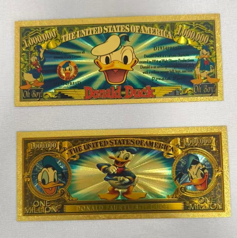 Luxe Donald Duck 24K Goud Biljet | Voor- & Achterkant, Ophalen of Verzenden, Overige landen