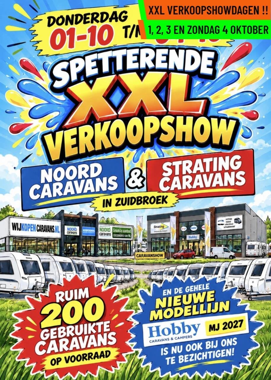 Chateau - XXL VERKOOPSHOW 1,2,3 & 4 OKT. 10-17 UUR, Caravans en Kamperen, Chateau, Bedrijf, 750 - 1000 kg, 6 tot 7 meter
