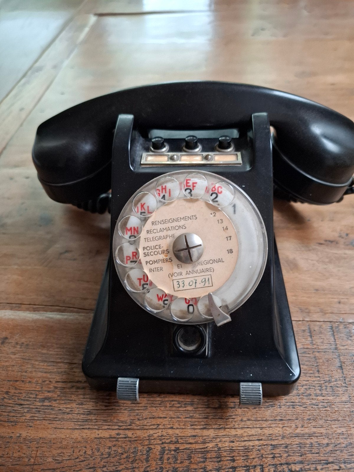 Vintage Franse draaischijf telefoon Ericsson- Zwart, Antiek en Kunst, Ophalen of Verzenden
