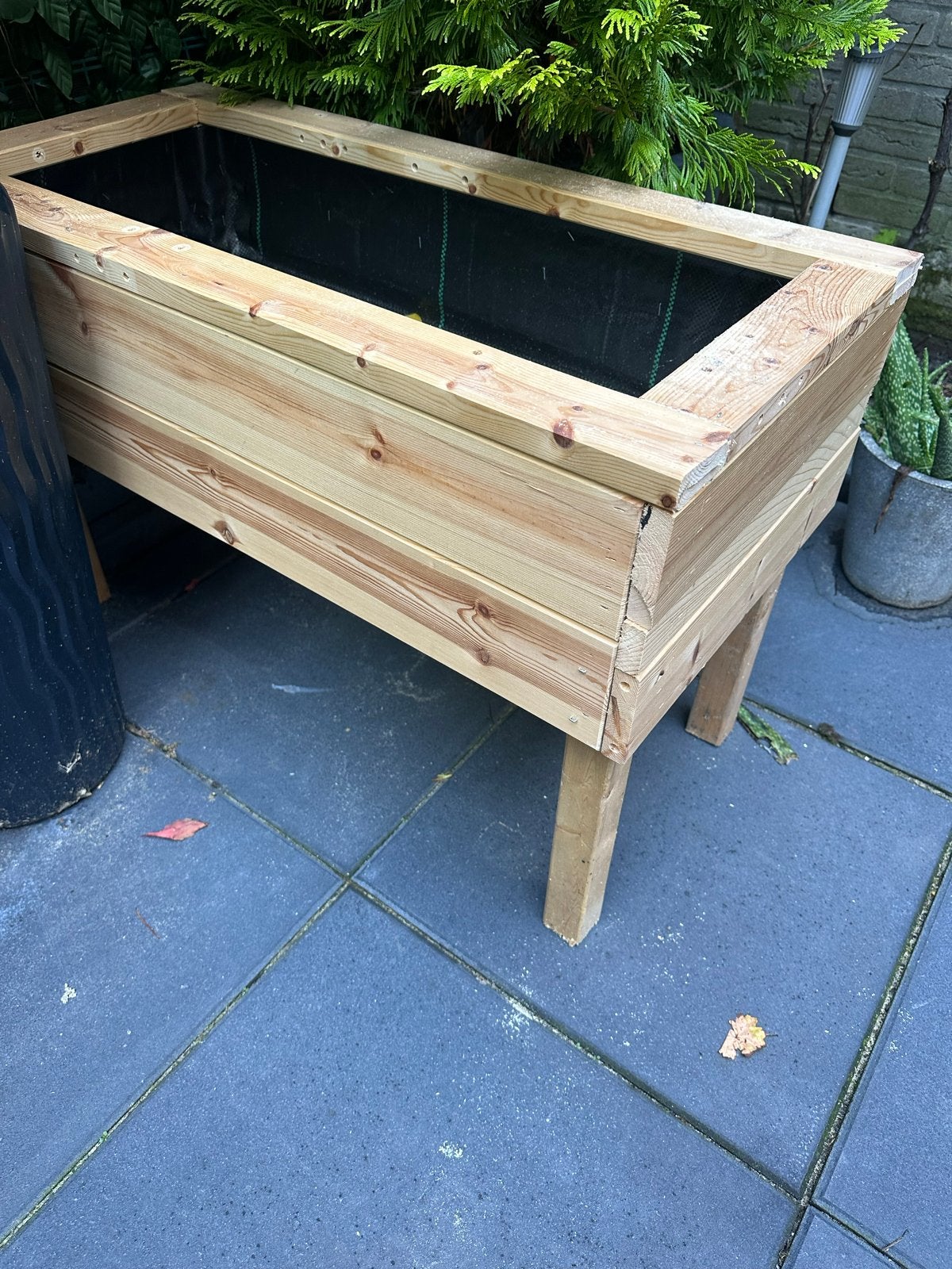 Houten bloembak met worteld doek - L90 x H60 x B46 cm, Tuin en Terras, Ophalen, Gebruikt, Balkon, 60 tot 100 cm