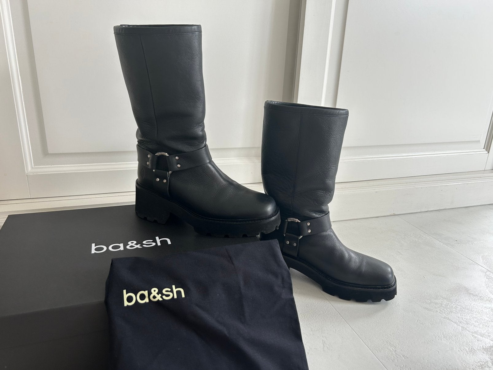 Leren ba&ch biker boots/ laarzen 40, Hoge laarzen, Zwart, Ophalen of Verzenden, Zo goed als nieuw