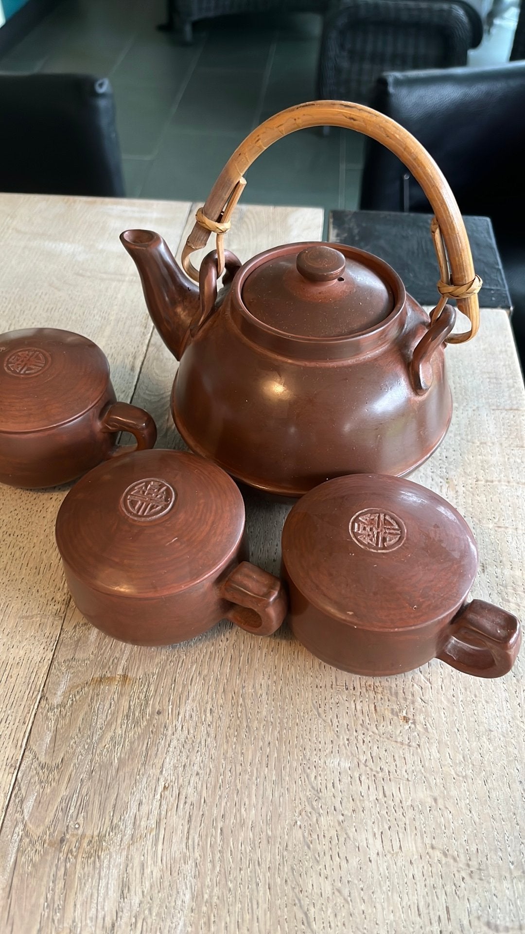 Yixing Zisha Theepot met Zeef en 3 Theekopjes, Ophalen of Verzenden