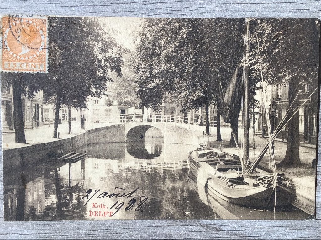 Oude ansichtkaart Kolk, Delft - 1908, Ophalen of Verzenden, Voor 1920, Gelopen, Zuid-Holland