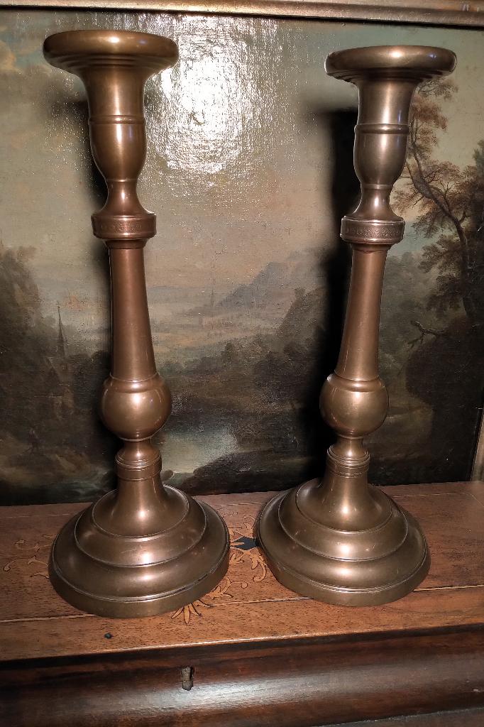 Antieke koperen kandelaars: 2x (kaarsenstandaard koper), Antiek en Kunst, Antiek | Kandelaars, Ophalen of Verzenden, Koper of Brons