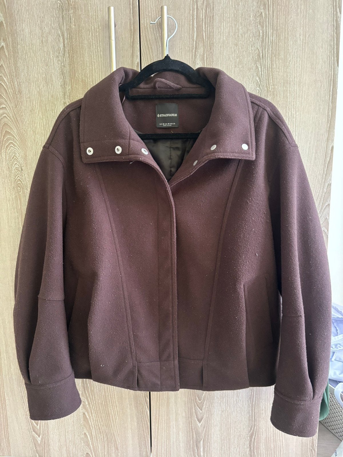 Stradivarius dark brown short coat-XS, Kleding | Dames, Jassen | Winter, Ophalen of Verzenden, Zo goed als nieuw, Maat 34 (XS) of kleiner