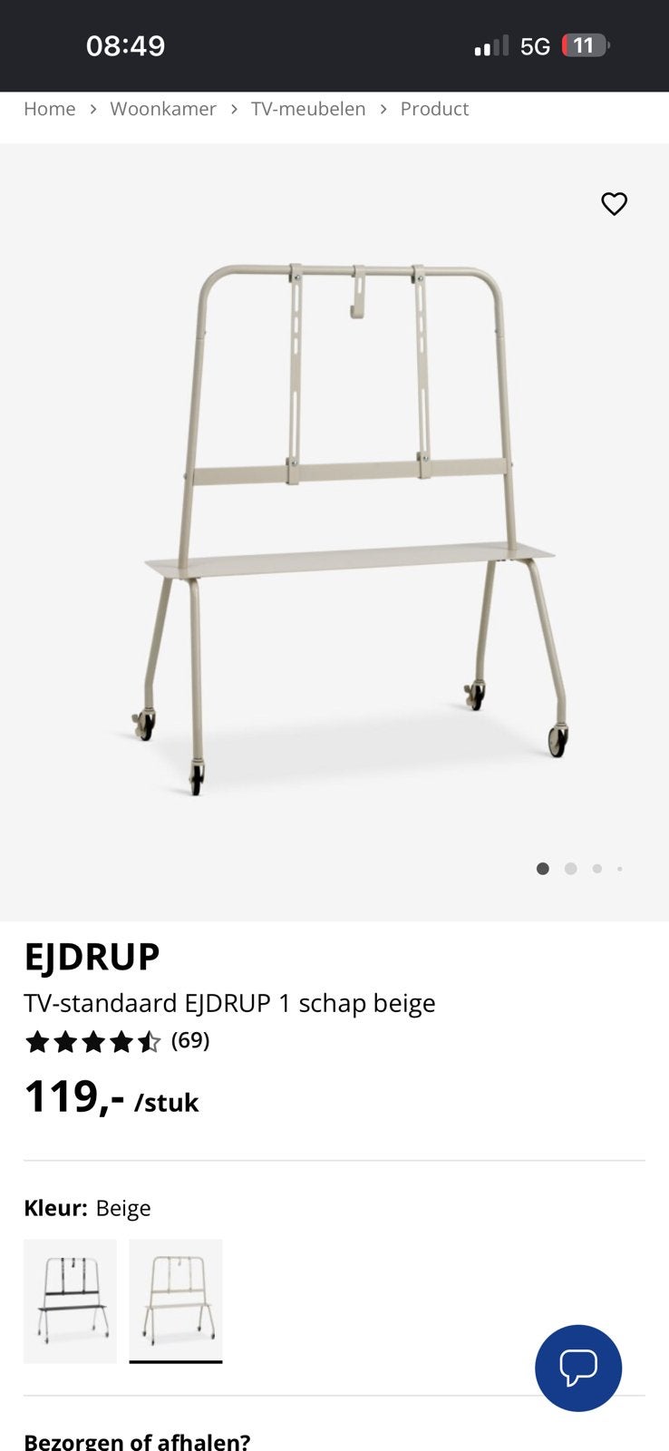Tv meubel verrijdbaar, Ophalen of Verzenden, Zo goed als nieuw, 25 tot 50 cm, Minder dan 100 cm