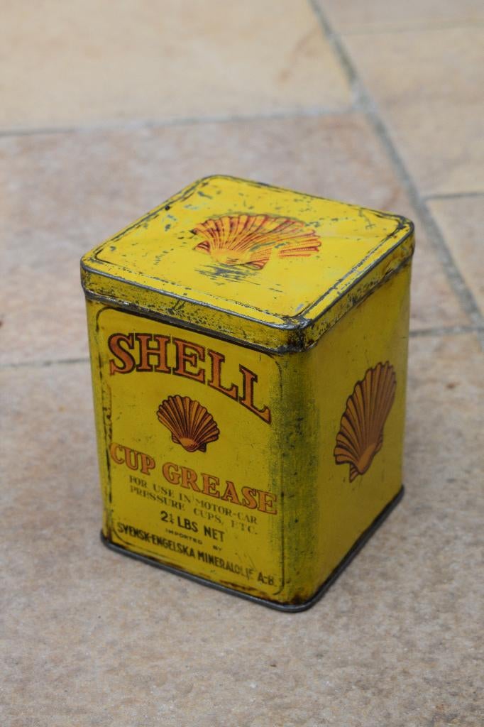 Zeldzame Zweedse shell vetpot 1930 olie blik, Verzamelen, Merken en Reclamevoorwerpen, Ophalen of Verzenden, Gebruikt, Reclamebord