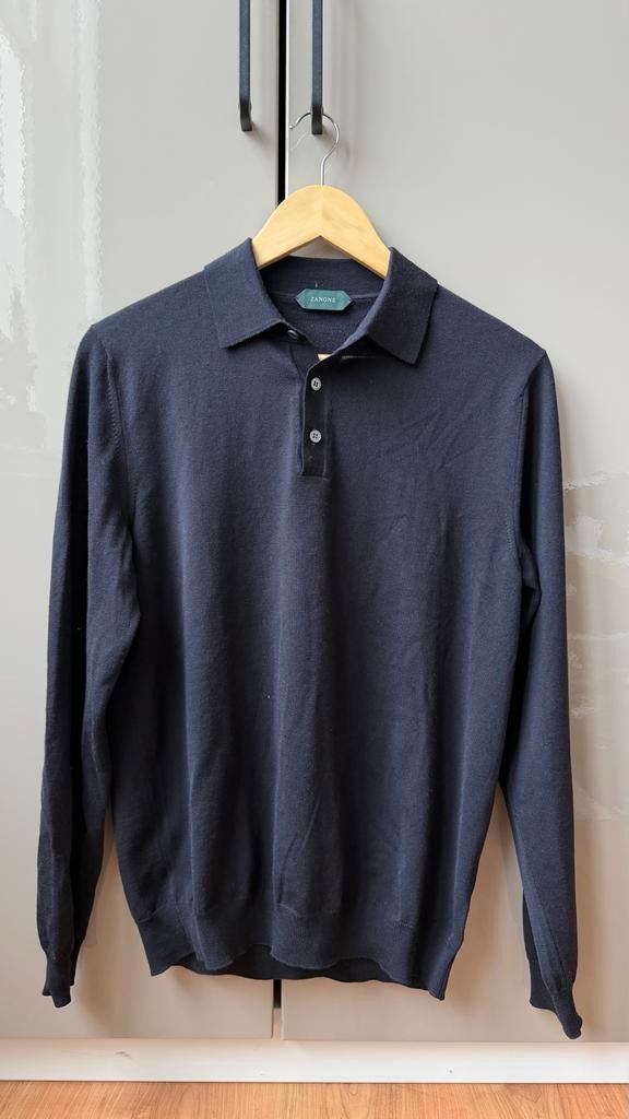 Zanone Flexwool Polo - Donkerblauw, Kleding | Heren, Ophalen of Verzenden, Zo goed als nieuw, Maat 48/50 (M), Blauw