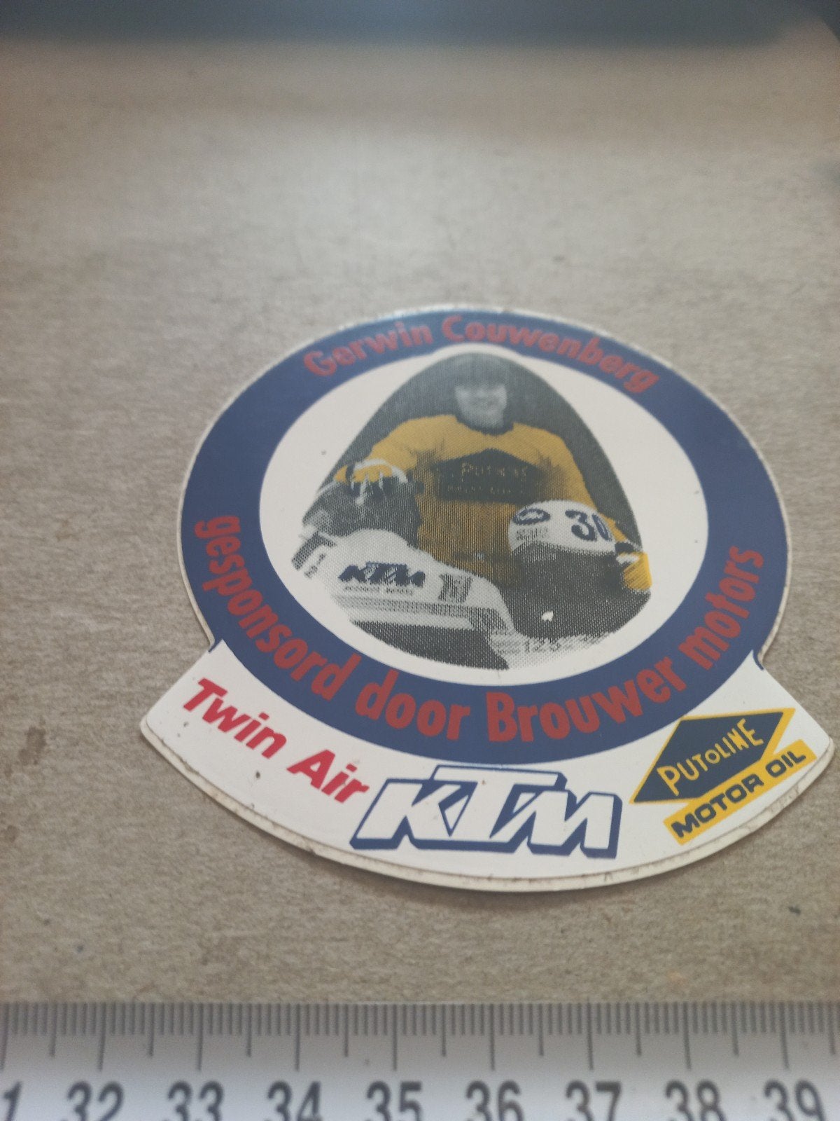 Vintage Gerwin Couwenberg KTM Sticker - Brouwer Motors, Verzamelen, Ophalen of Verzenden