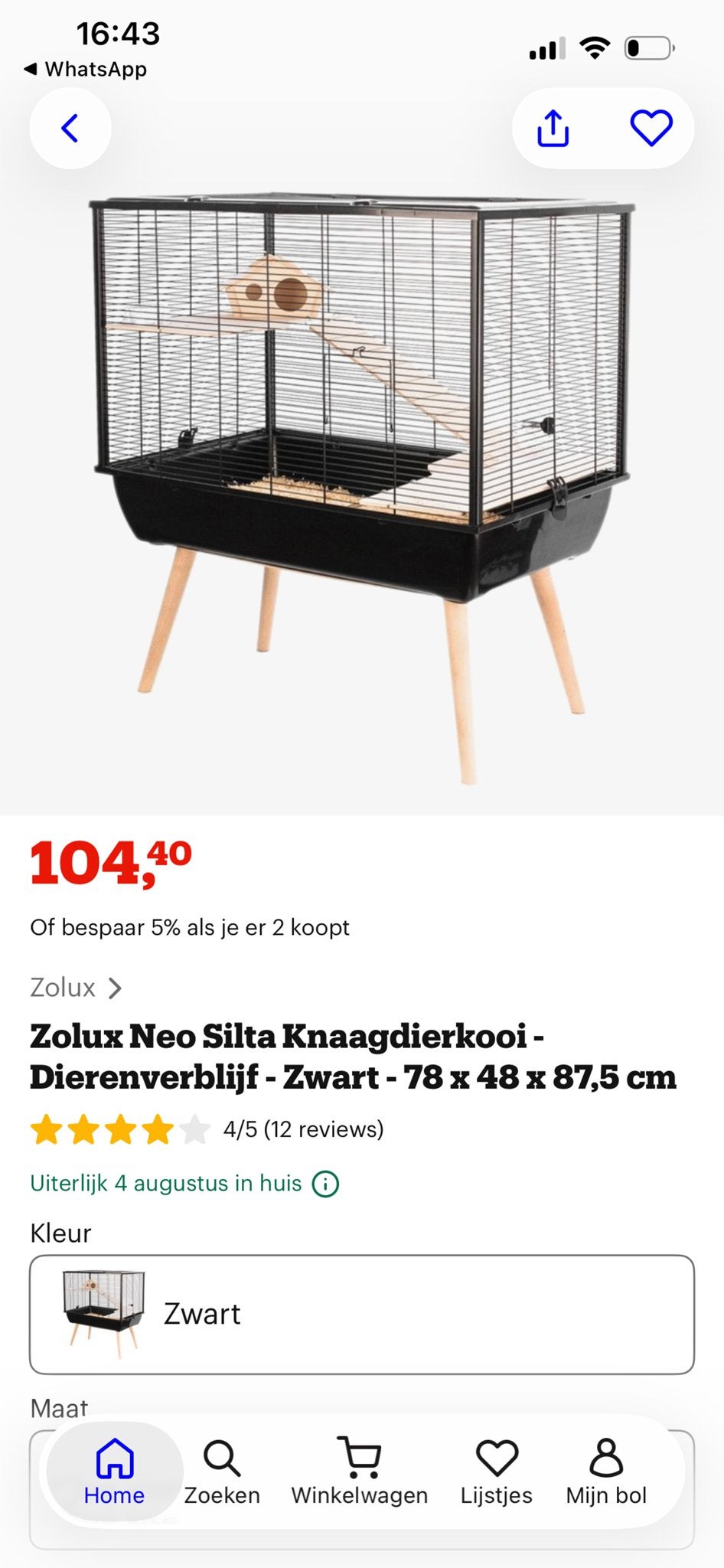 Hamsterkooi op poten met enkele accessoires, Dieren en Toebehoren, Ophalen, Kooi, Gebruikt, 60 tot 90 cm