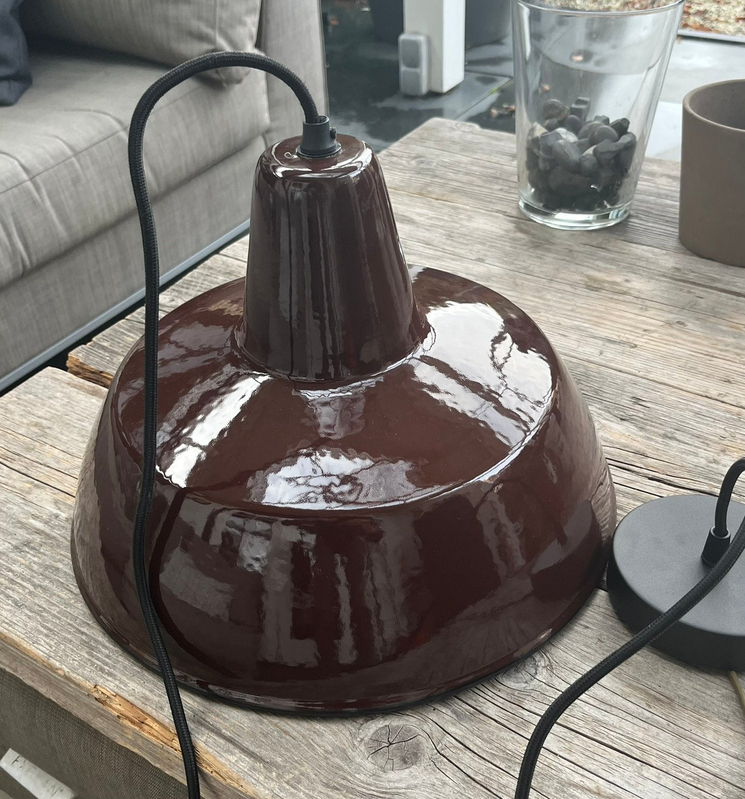 Industriele hanglamp trendy donker bruin incl. led lamp, Gebruikt, Metaal, Industrieel, E27 (groot)
