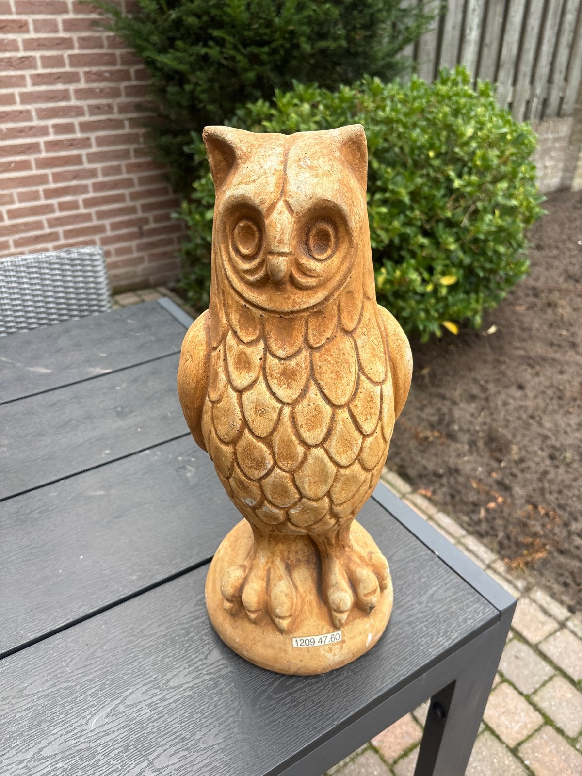 Decoratieve Uil Tuinbeeld - 46cm Hoog, 12kg, Ophalen, Gebruikt, Beton, Dierenbeeld