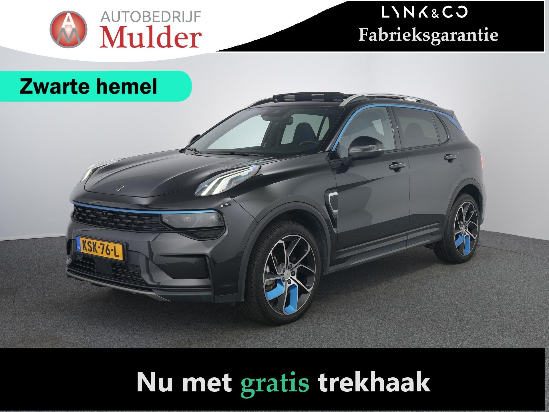 Lynk & Co 01 1.5 | Zwarte hemel | ACC | Pano | 360 Camera |, Auto's, Stof, Euro 6, Zwart, Plug-in hybride