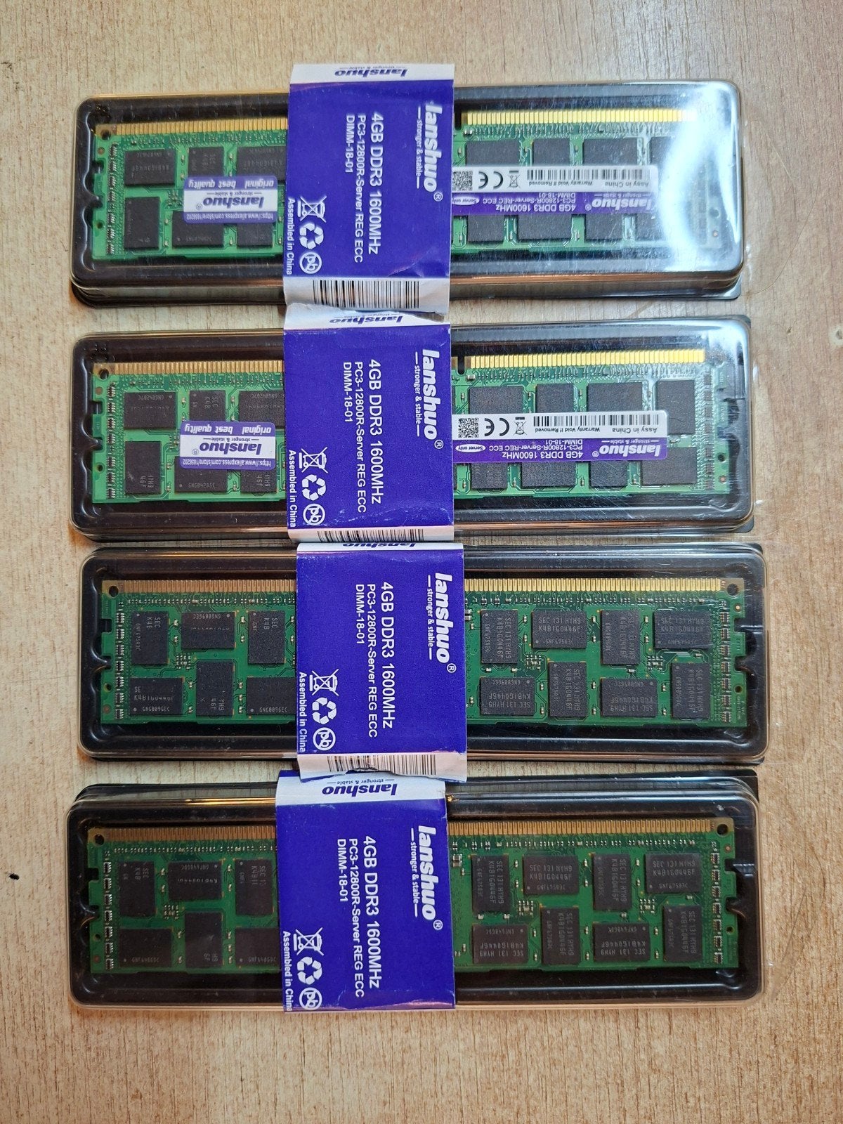 4x Lanshuo 4GB DDR3 1600MHz Server REG ECC RAM Geheugen, Ophalen of Verzenden