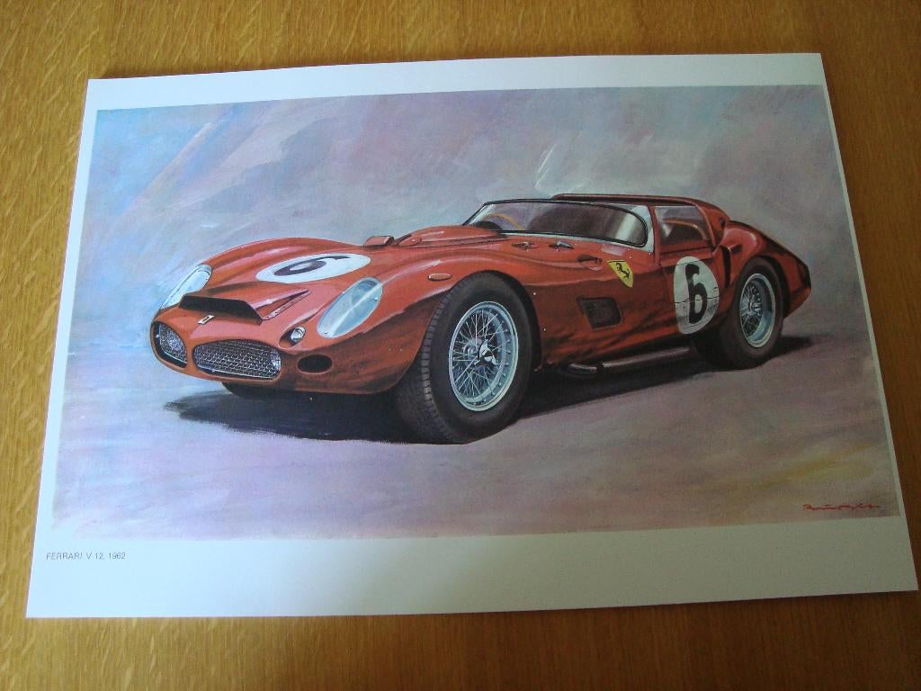 Ferrari V 12 1962 plaat 42-30 cm, Ophalen of Verzenden, Nieuw, Auto's