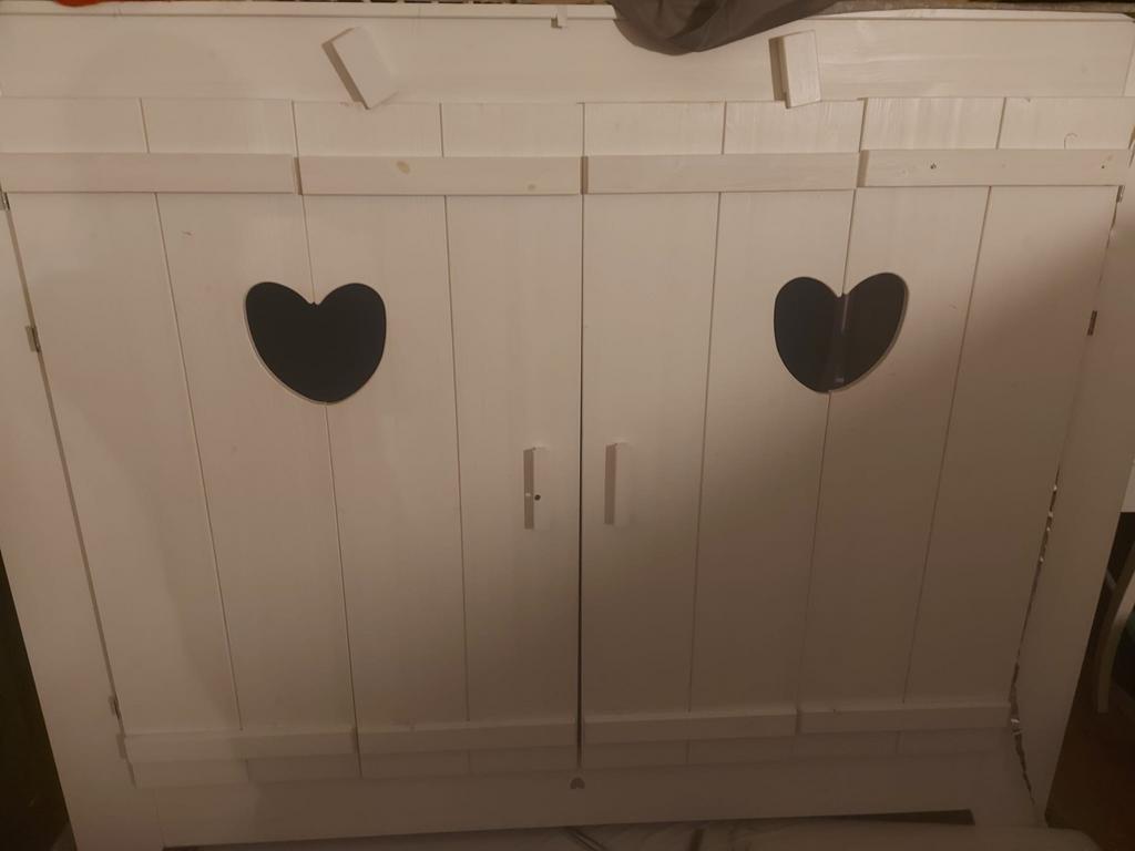 Lief Bedstee - Wit met Hartjes en Lattenbodem, 90 cm, Eenpersoons, Wit, Ophalen of Verzenden