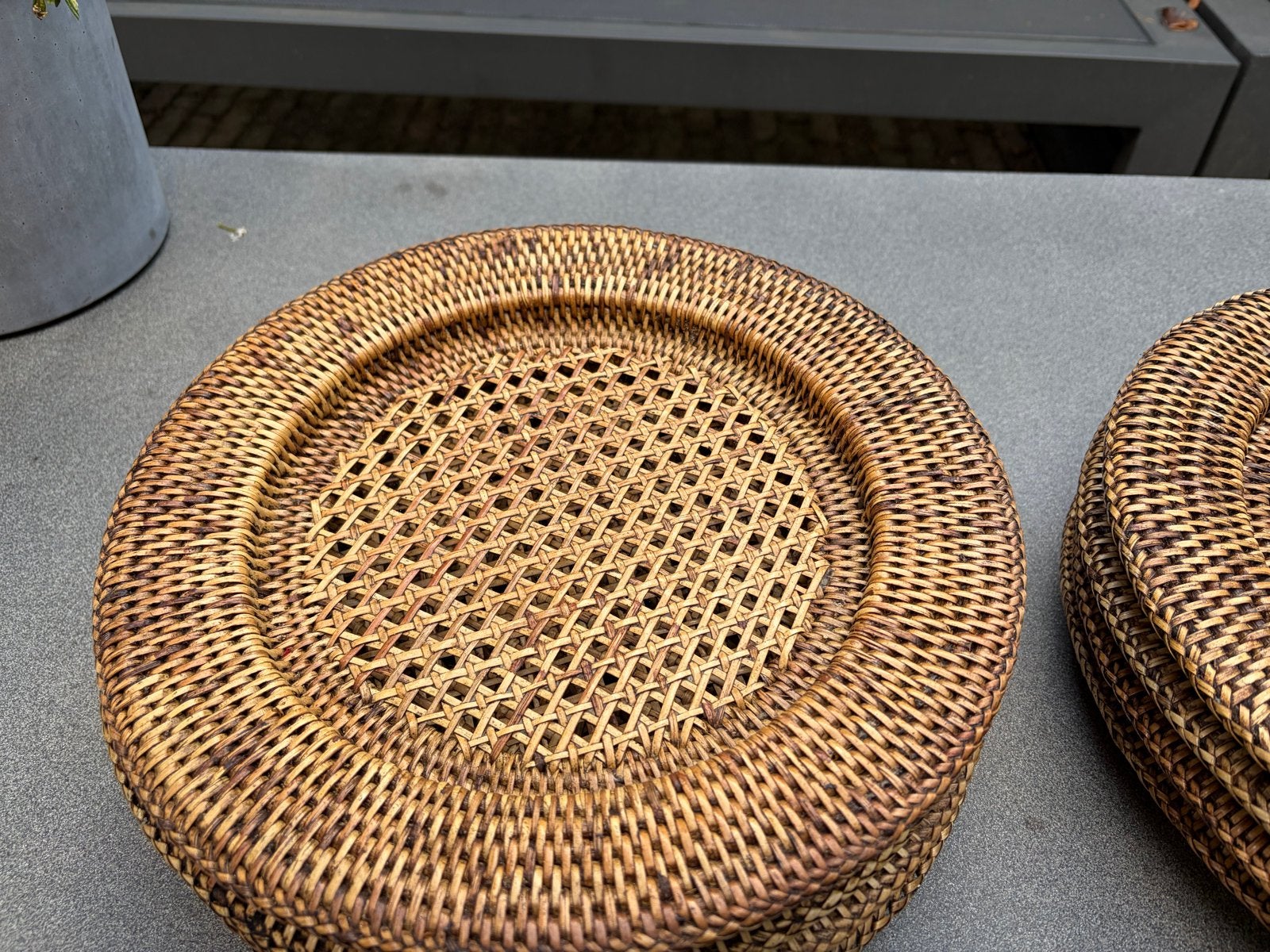 8 handgevlochten rotan onderborden  zo goed als nieuw 33 cm, Ophalen of Verzenden, Zo goed als nieuw, Bruin, Natuurlijk materiaal