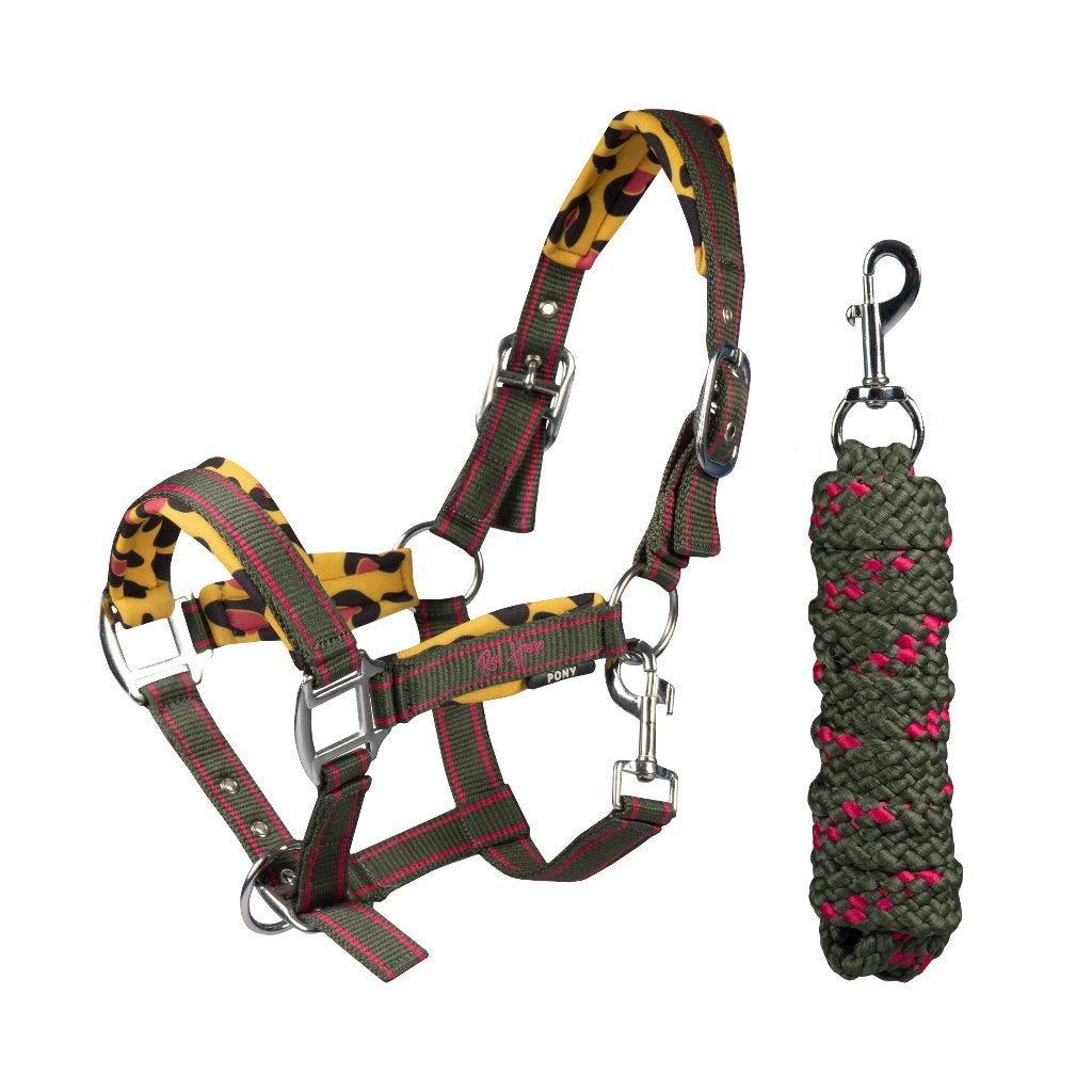 Dark olive Red HorseRoar panterprint halsterset pony cobfull, Nieuw, Ophalen of Verzenden, Info@horka.com, Horka International B.V.