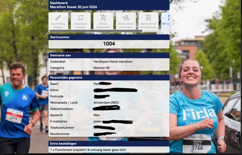 halve marathon Sneek bib, Overige merken, Verzenden, Overige typen, Nieuw