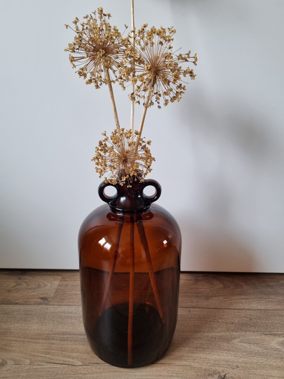 Grote retro vintage bruin glazen fles vaas, Ophalen of Verzenden, Gebruikt, Bruin, Glas