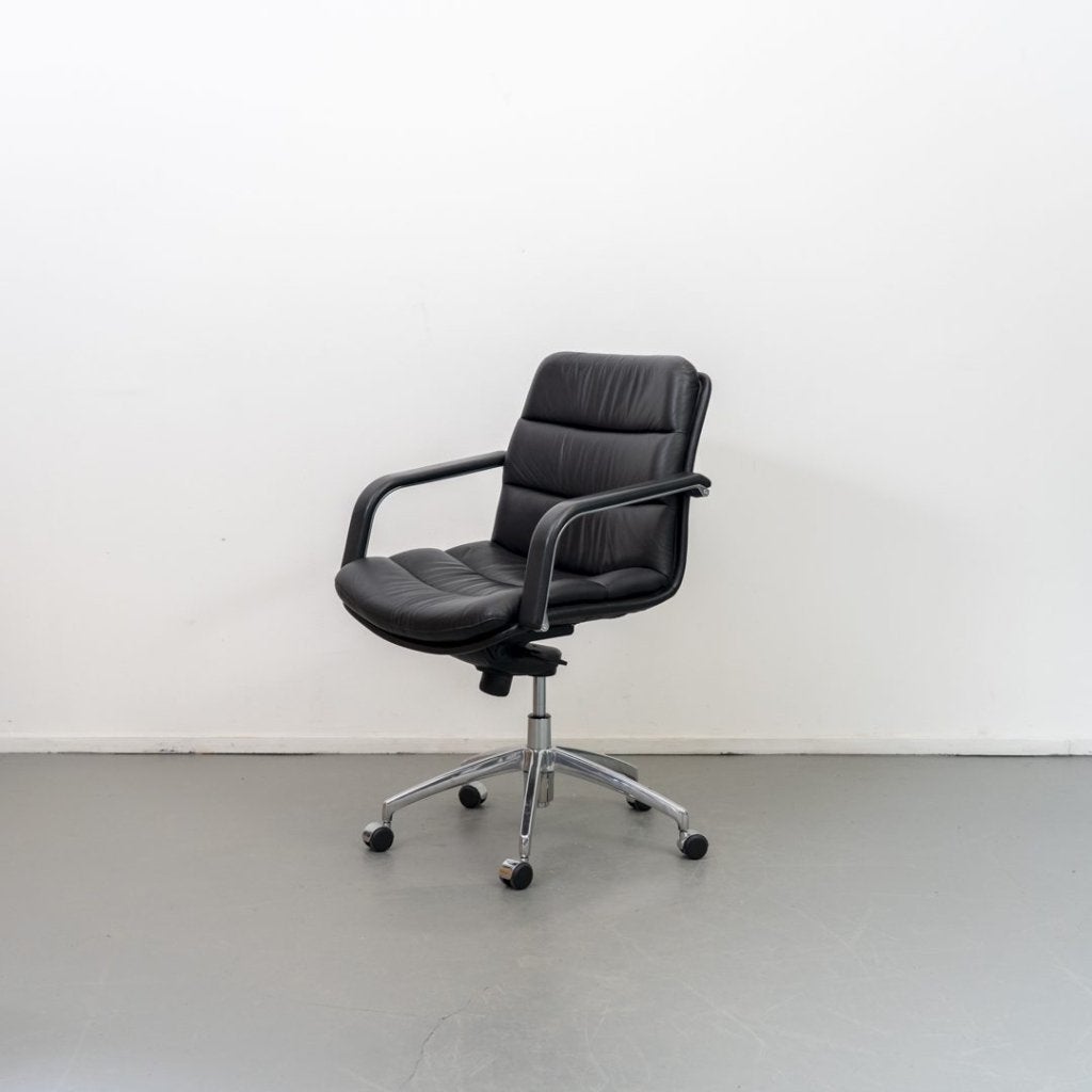 Artifort Channel Bureaustoel Zwart Leer, Niet ingevuld, Gebruikt, Niet ingevuld, Niet ingevuld