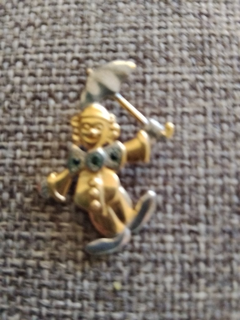 Mooie vergulde clown...bi- color, Ophalen, Zo goed als nieuw, Goud, Met edelsteen