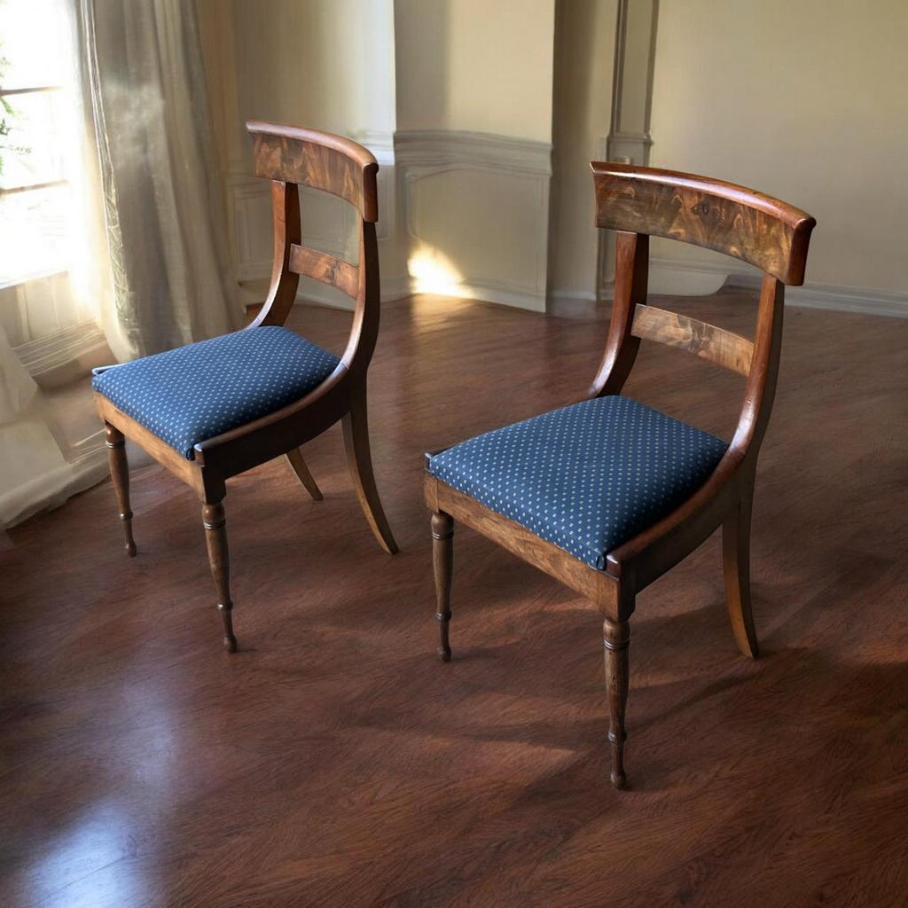 Twee Biedermeier mahonie stoelen,1830, Ophalen