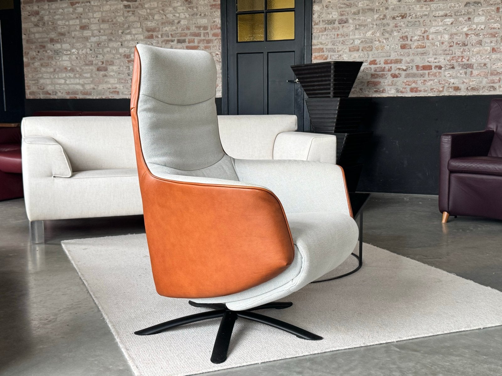 Gealux Elektrische Relaxfauteuil | Stof & Cognac Leer |, X, Minder dan 75 cm, Ophalen of Verzenden, Zo goed als nieuw