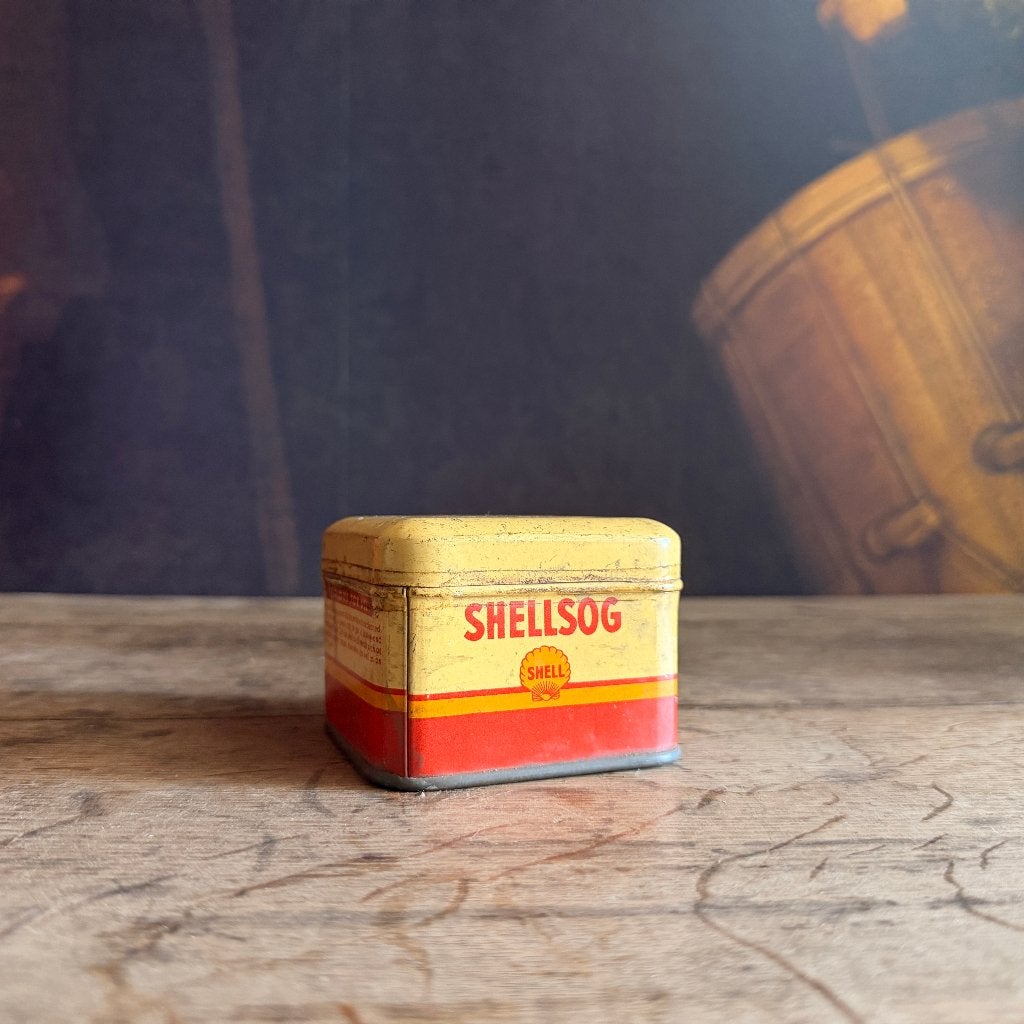 1950's Shell Sog Blikje Blik Olieblik Vintage, Ophalen of Verzenden, Gebruikt, Verpakking