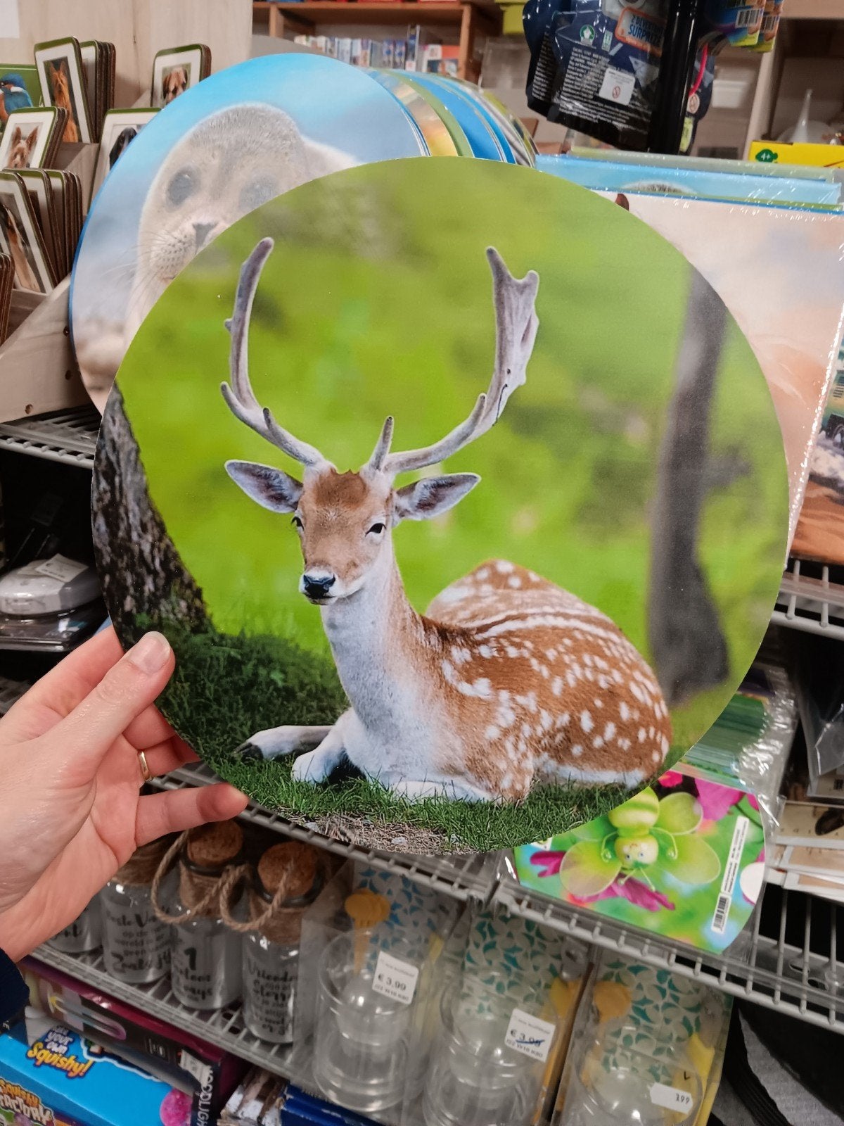 Decoratieve Schijf met Hert - Nieuw, Meerkleurig, Overige materialen, Overige stijlen, Onbekend