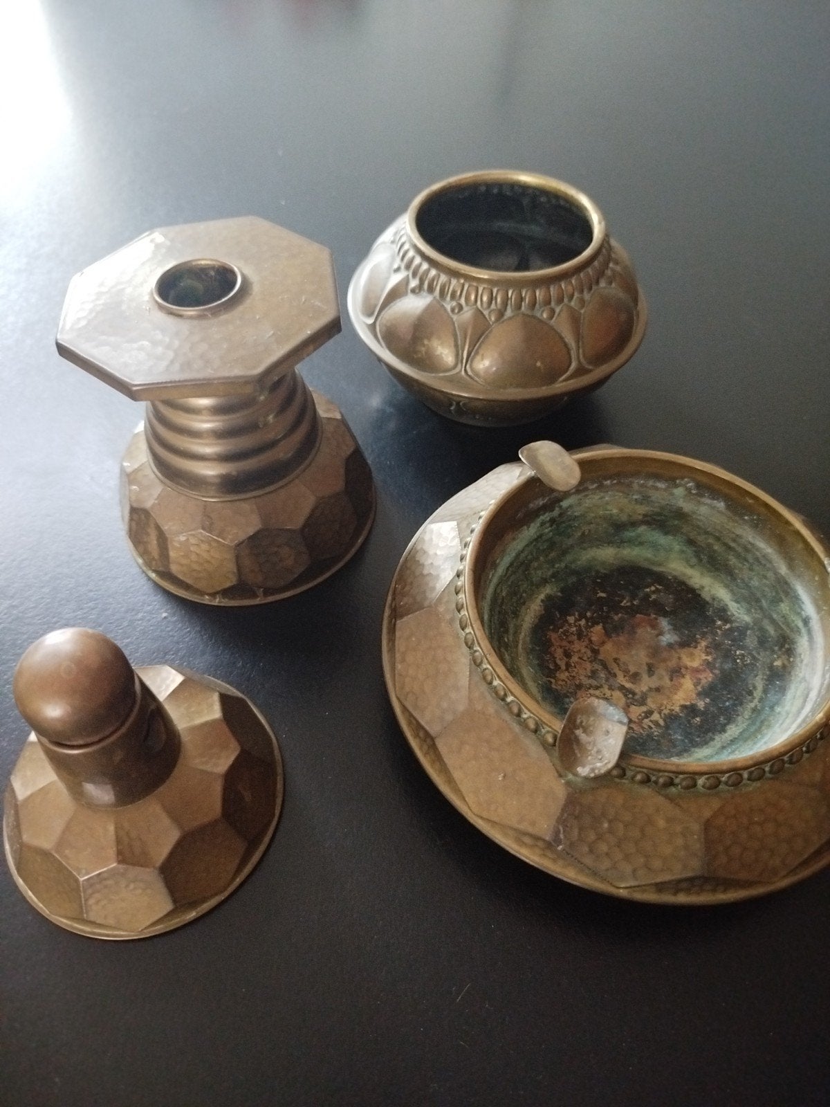 4 stuks art-deco rook accessoires (asbak, kandelaar etc), Ophalen of Verzenden, Gebruikt