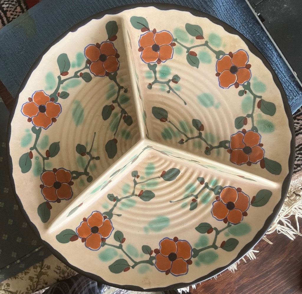 Regina Gouda plateel hapjes schaal, Gebruikt, Porselein of Keramiek, Schaal, Rond