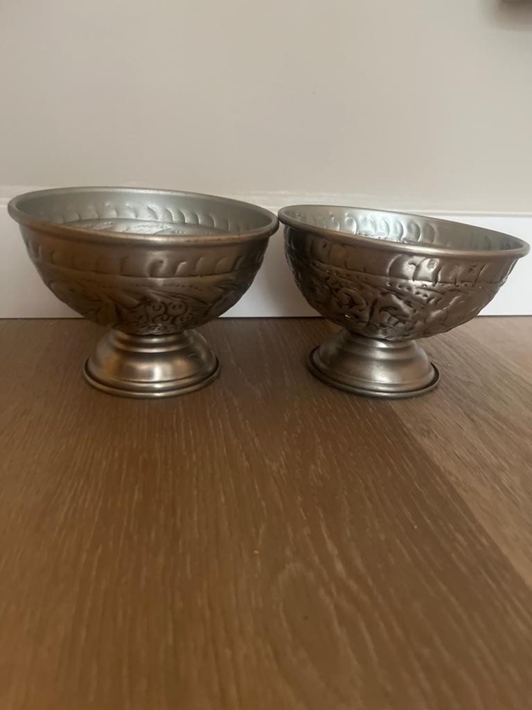 2 Zware Kwaliteit Metalen Kelken - 9cm Hoogte, Ophalen of Verzenden