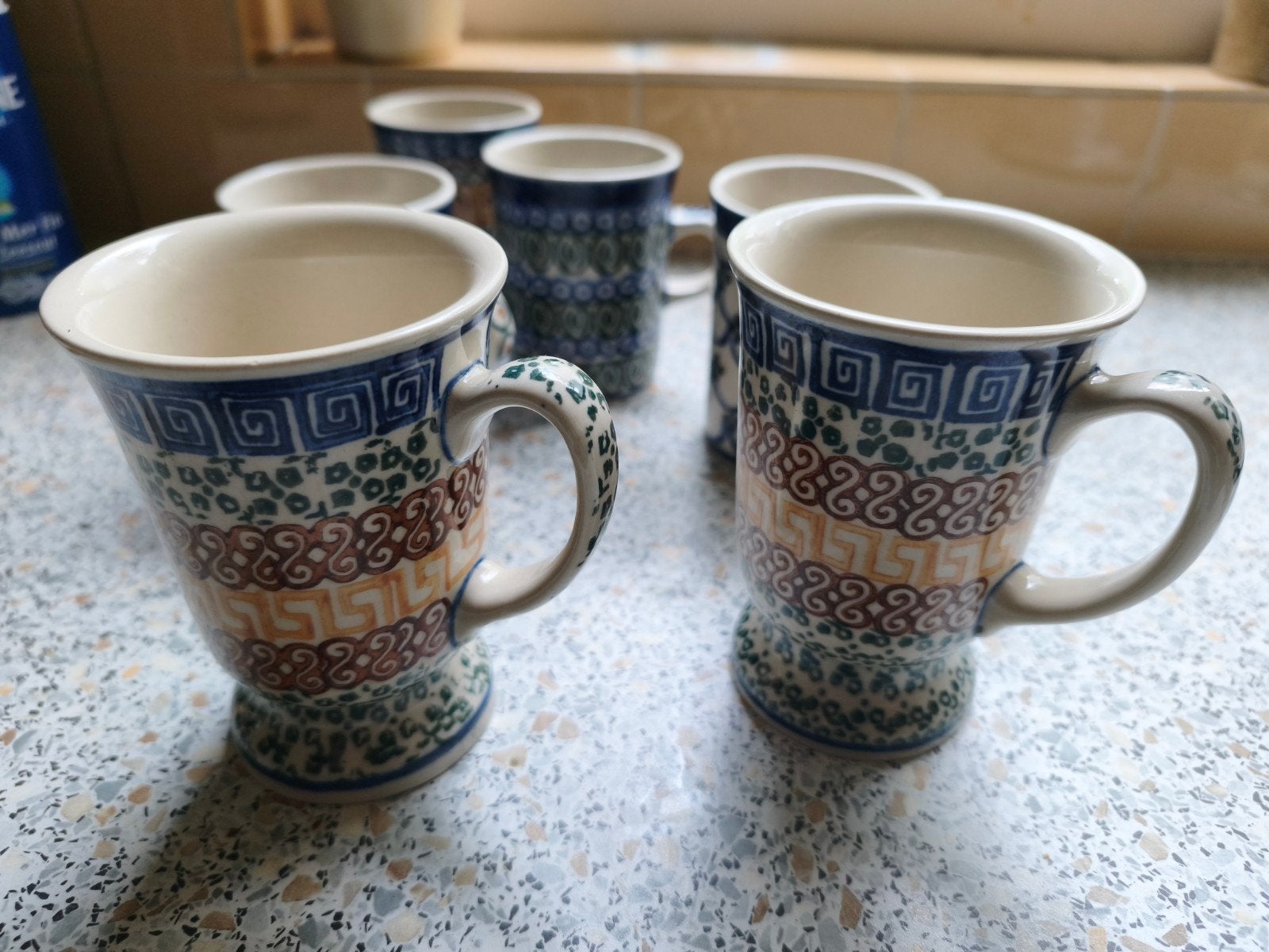 Set van 6 handgemaakte Poolse keramische mokken, Ophalen, Gebruikt, Overige merken, Keramiek