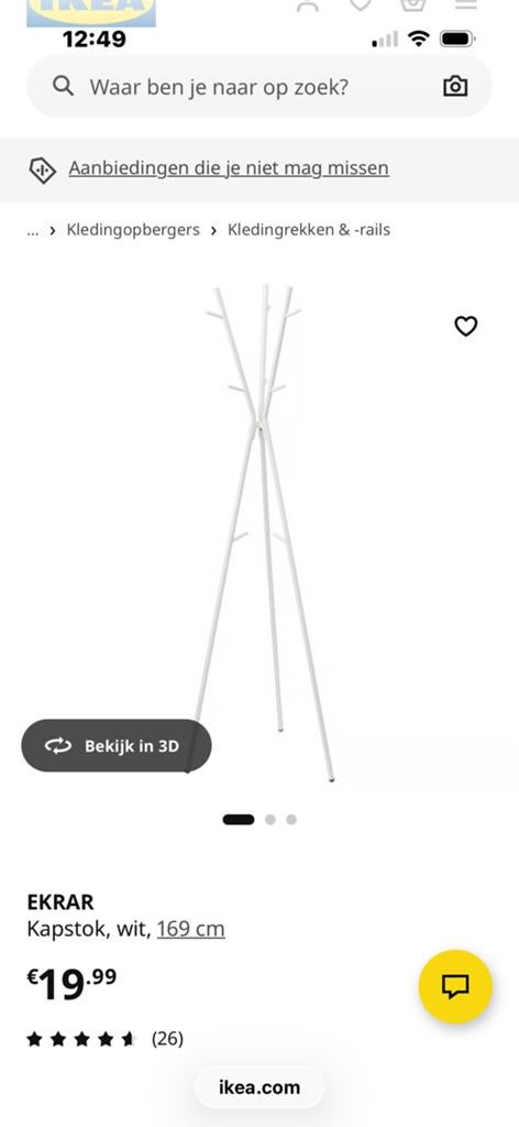 Ikea ekrar kapstok nieuw, Ophalen, Nieuw, Metaal, Staande kapstok