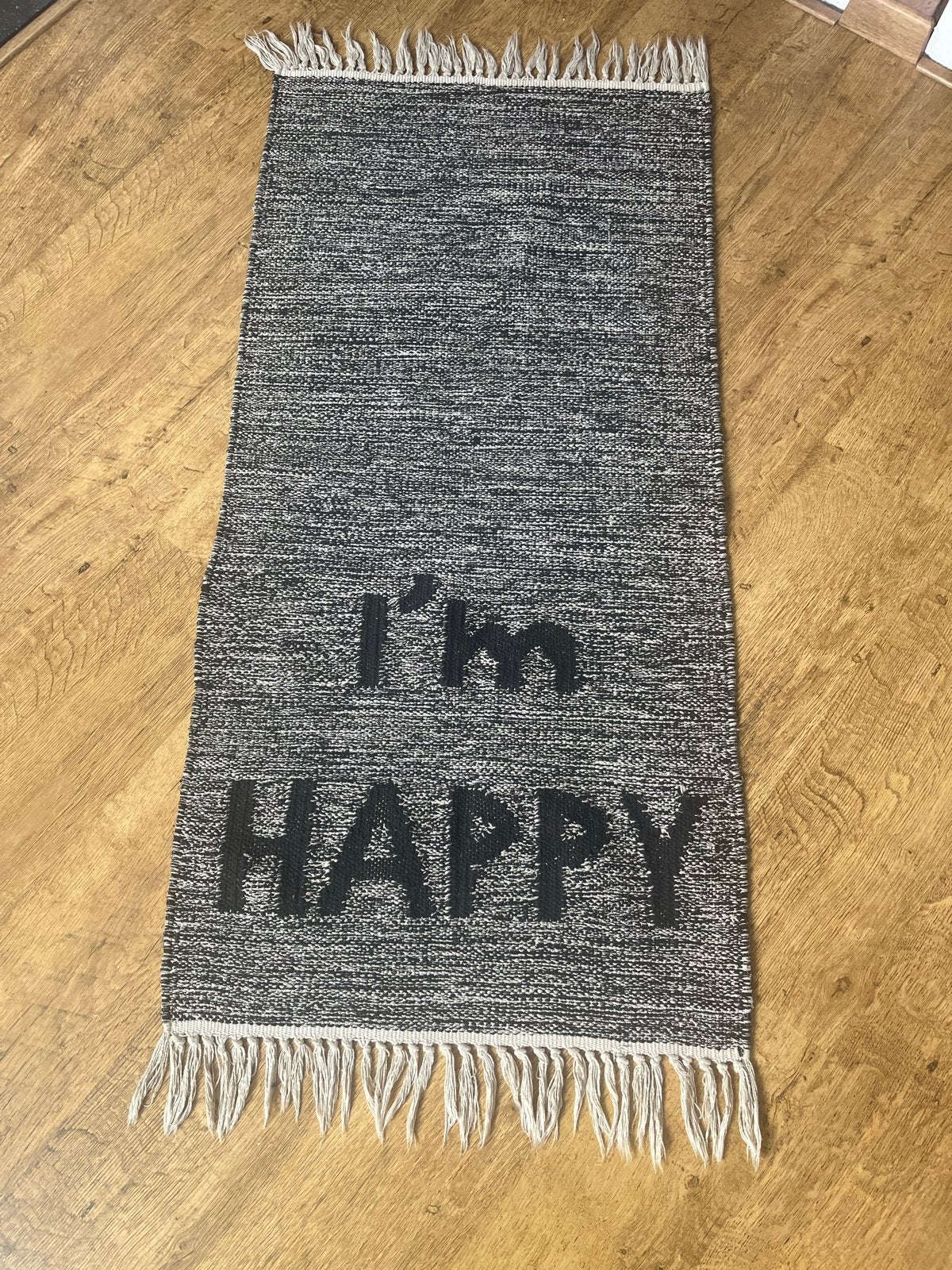 Handgemaakt vloerkleed 'I'm Happy' - 60 x 230 cm, Ophalen, Gebruikt, Zwart, 200 cm of meer