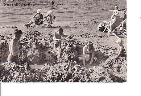 Ansichtkaart 	Scheveningen	Strand, Verzenden, 1940 tot 1960, Gelopen, Zuid-Holland