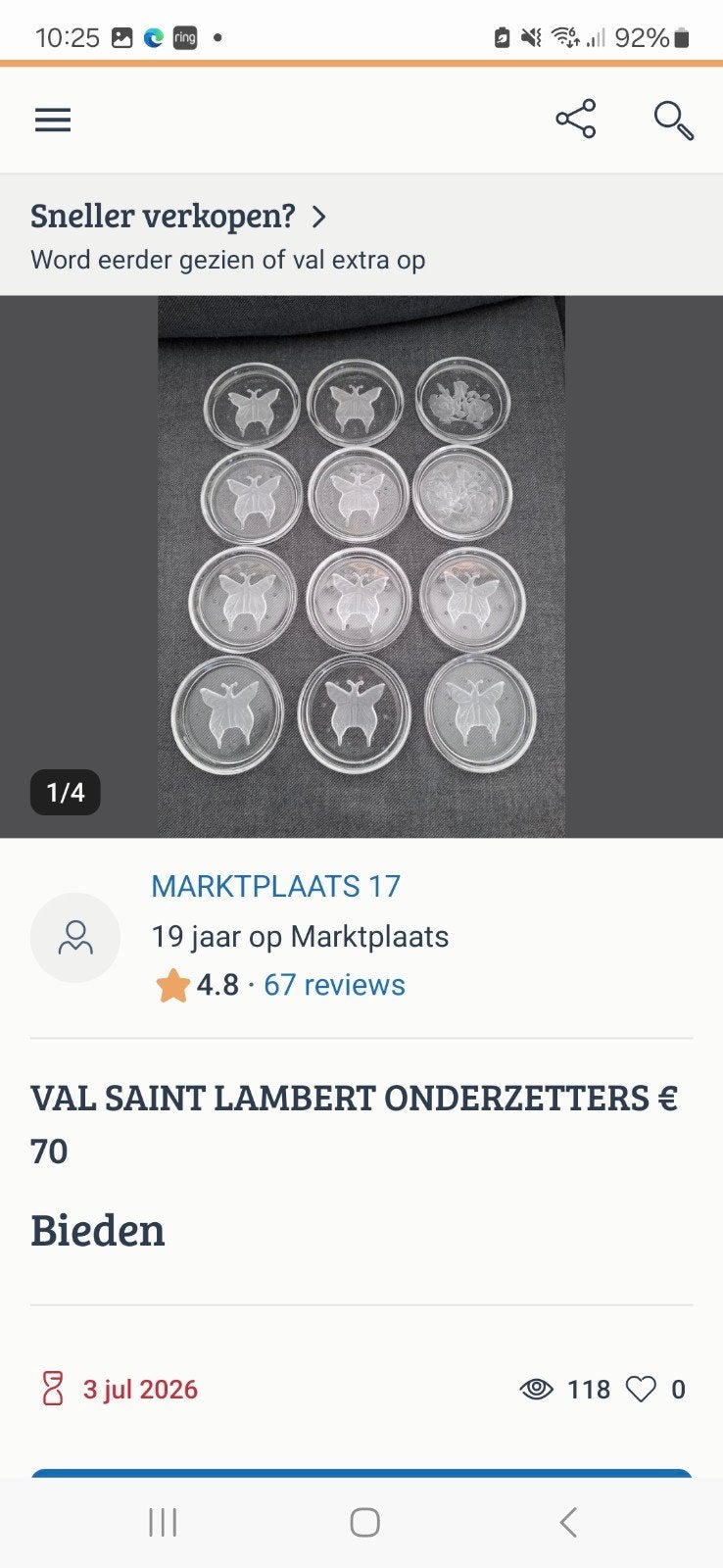 KRISTALLEN ONDERZETTERS, Antiek en Kunst, Ophalen