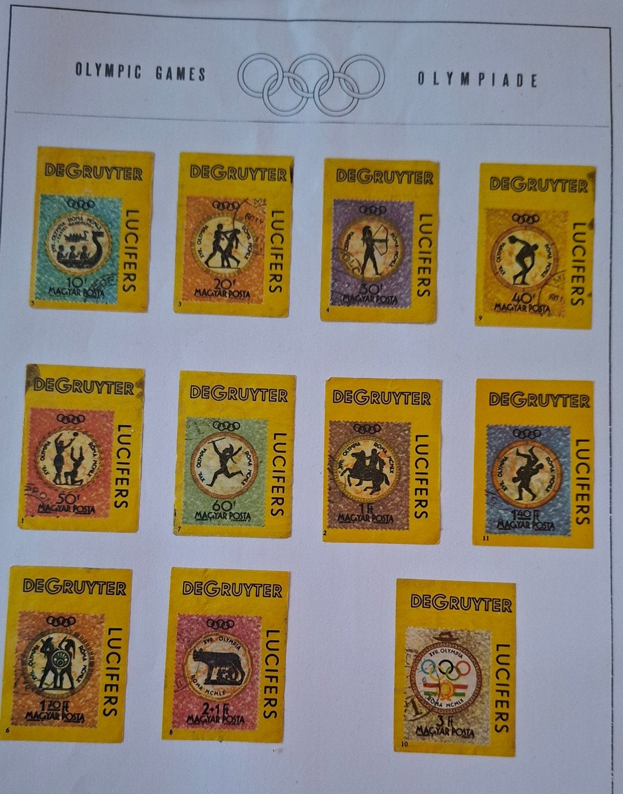 Lucifers merken De Gruyter Olympische Spelen, Verzamelen, Rookartikelen, Aanstekers en Luciferdoosjes, Verzenden, Luciferdoosjes of -merken