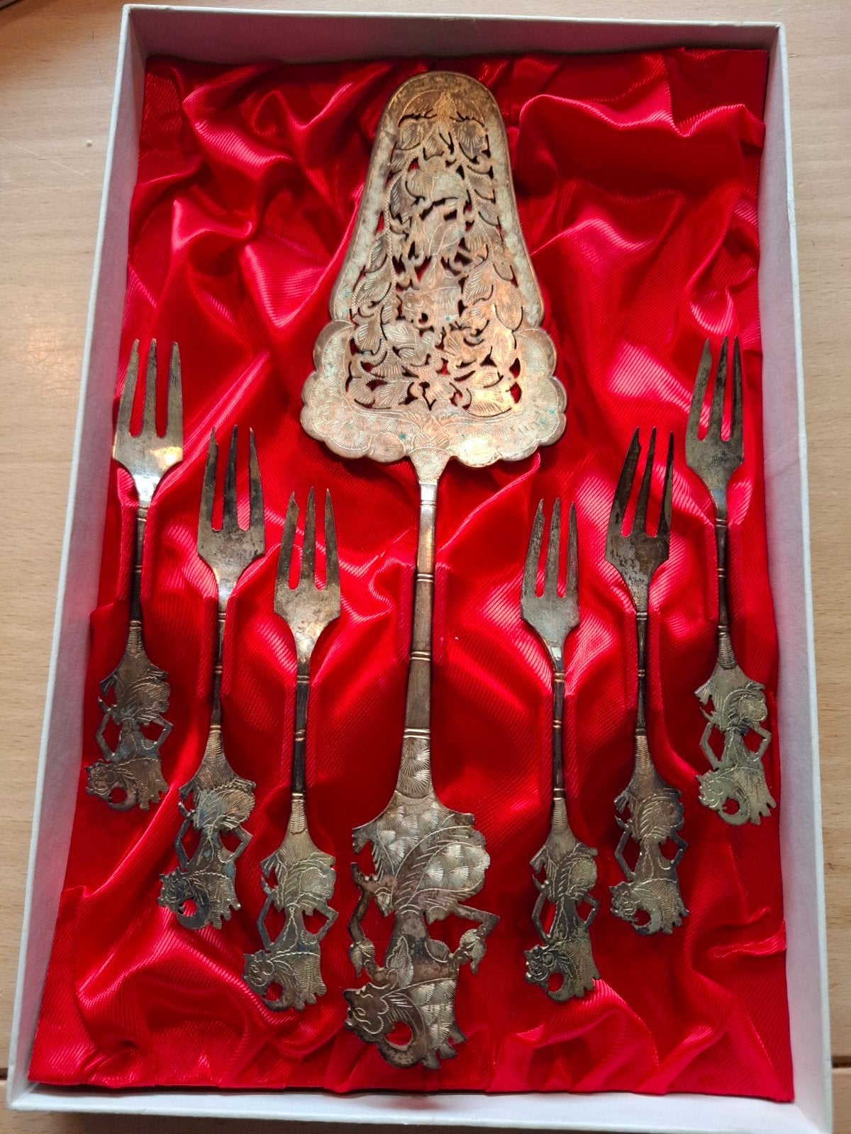 Vintage Indonesisch Bestekset met Wayang Figuren, Antiek en Kunst, Ophalen of Verzenden