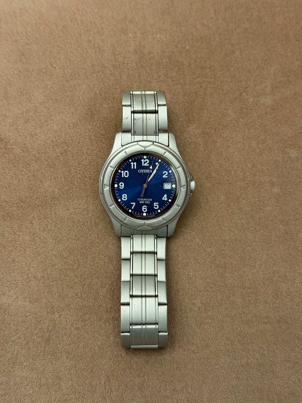 Citizen Titanium Quartz Herenhorloge (Blauwe wijzerplaat), Overige materialen, Gebruikt, Ophalen of Verzenden, Polshorloge