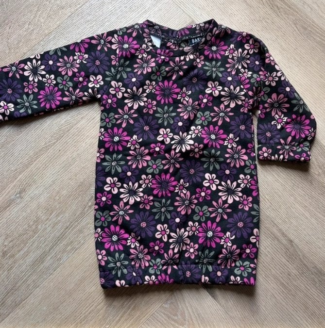 Baby Blue sweaterjurk maat 74 – bloemenprint, Meisje, Jurkje of Rokje, Baby Blue, Ophalen of Verzenden