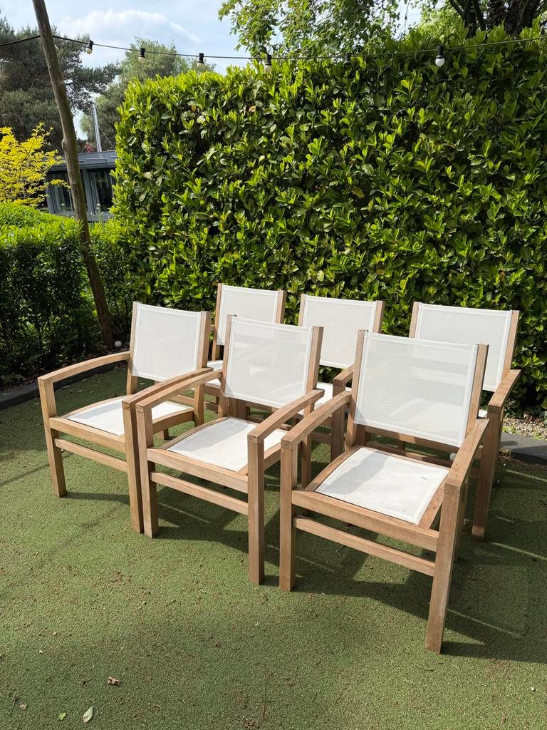 6x Teakhouten tuinstoelen van PuurTeak, Ophalen, Zo goed als nieuw, Teakhout, Stoel