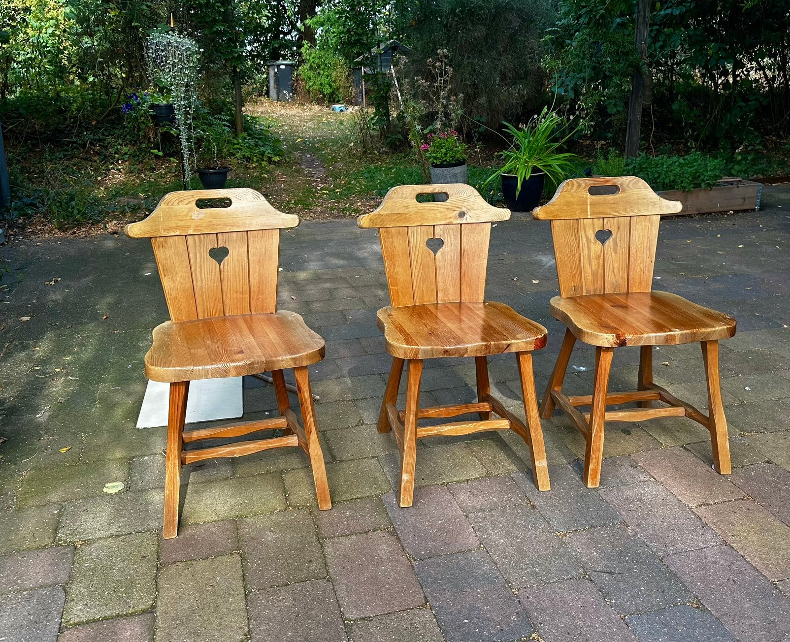 3 massief houten stoelen, Ophalen, Gebruikt, Bruin