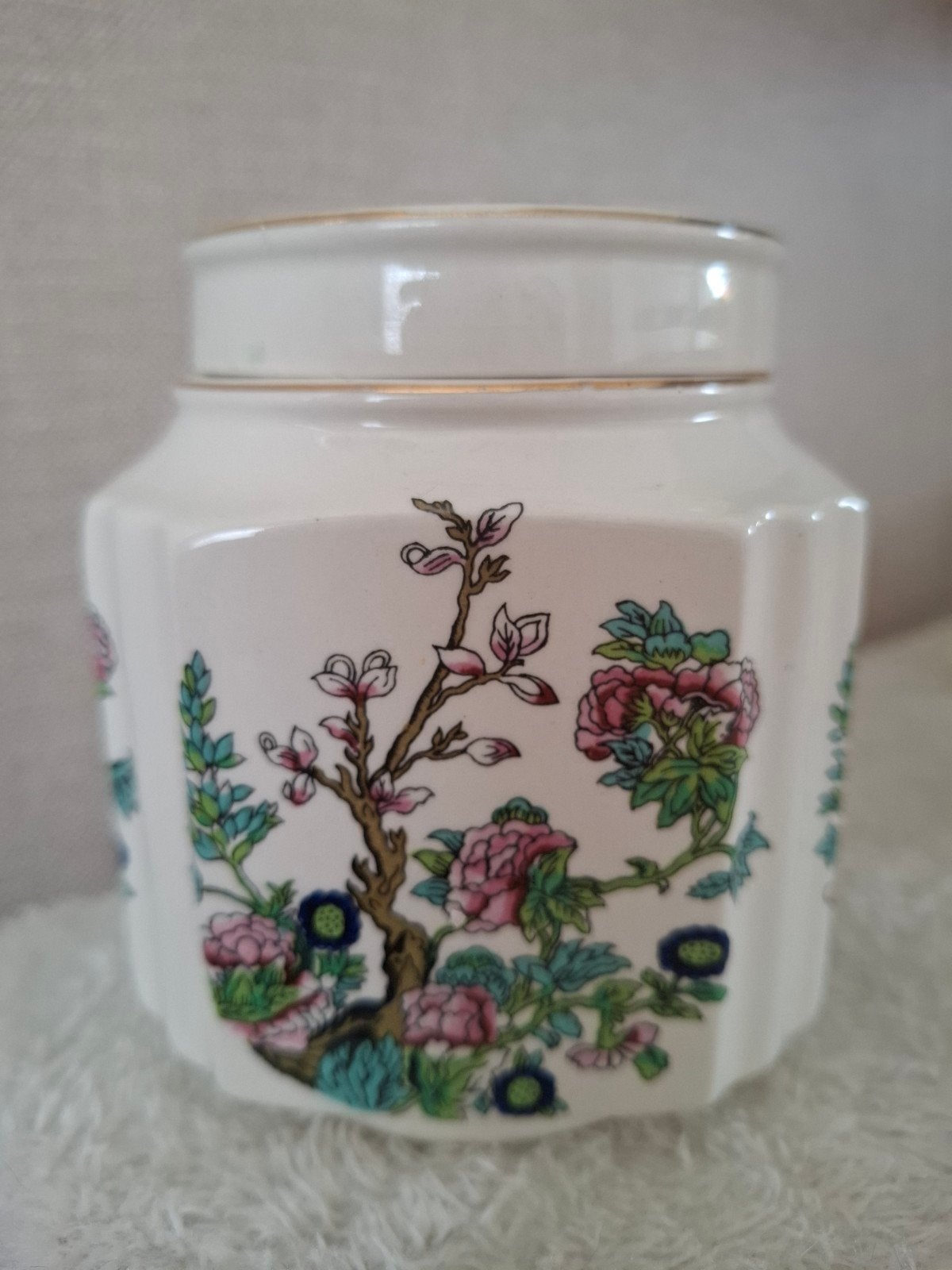 Vintage porseleinen theebus met bloemmotief, Antiek en Kunst, Ophalen