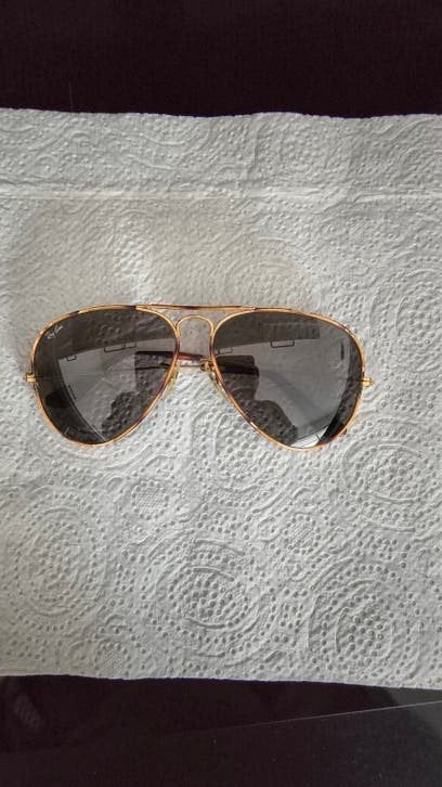Vintage Ray-Ban B&L USA Tortuga Aviator 58-14 Changeable, Gebruikt, Zonnebril, Geel, Ophalen of Verzenden