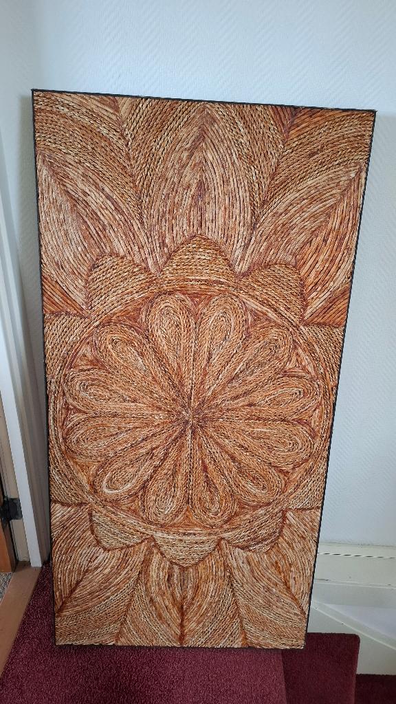 wandpaneel met sisaltouw, motief bloem, Zo goed als nieuw, Natuurlijk materiaal, Wandbord of Wandpaneel, 60 cm
