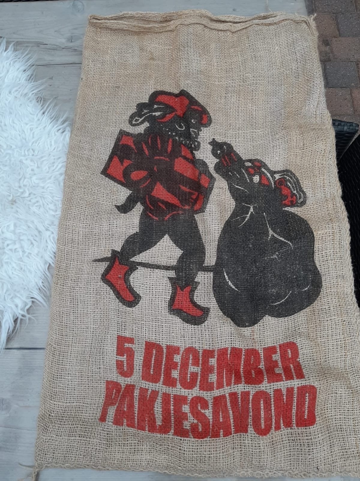 Jute zak zwarte piet, Ophalen of Verzenden, Nieuw