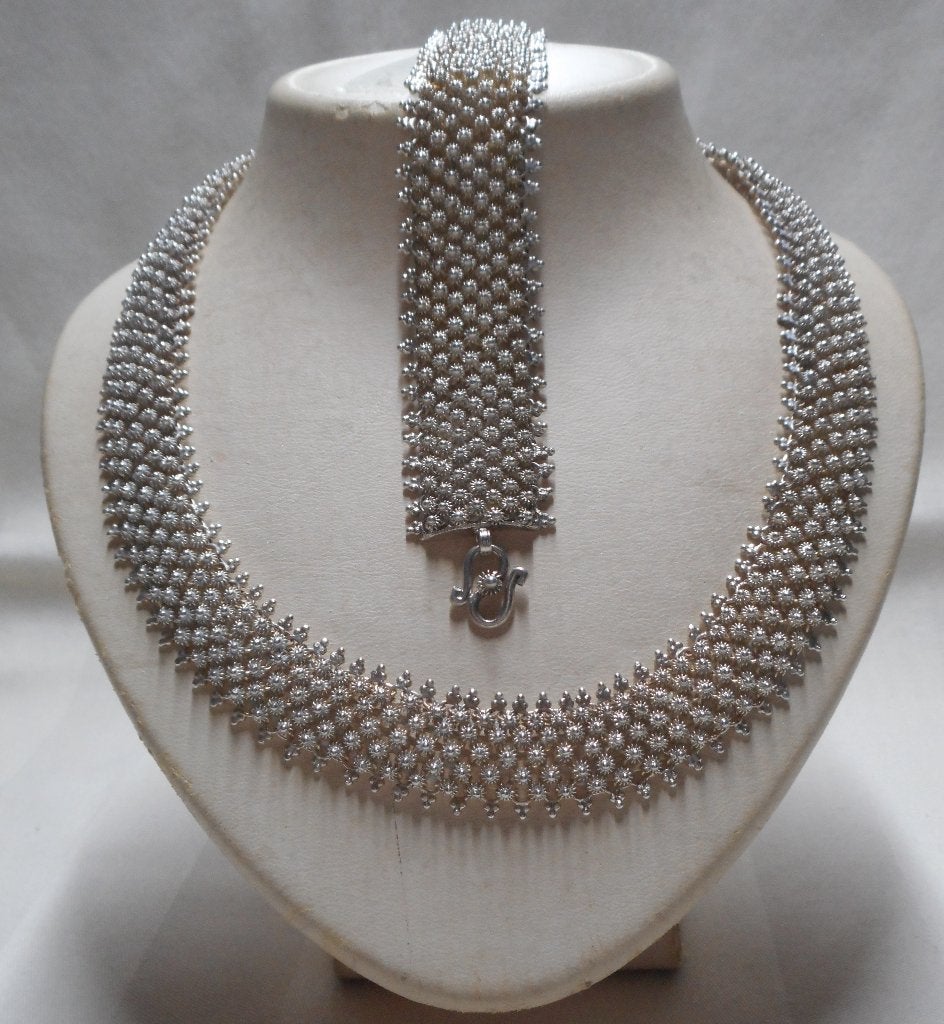 Zilveren prachtige antieke set collier + armband nr.1193, Sieraden, Tassen en Uiterlijk, Antieke sieraden, Verzenden, Zilver, Overige typen