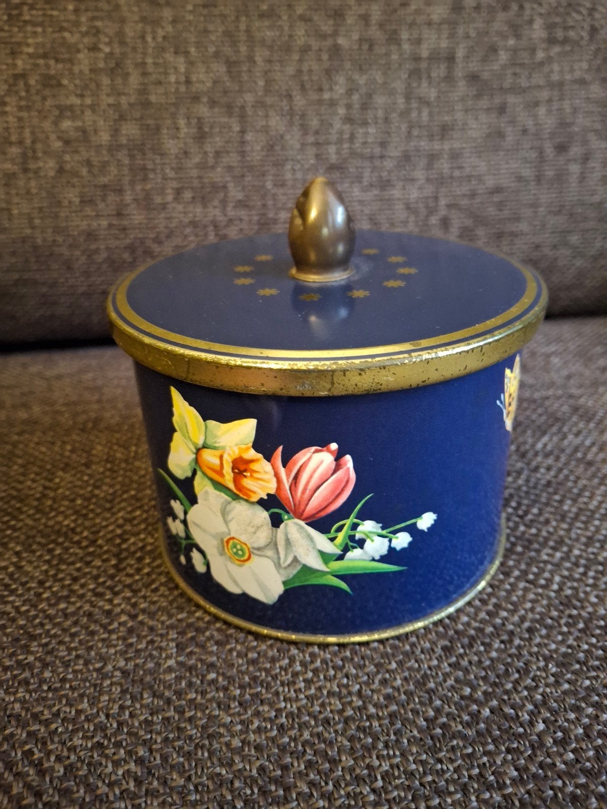 Cote d Or blikje bloem vlinder blauw, Verzamelen, Ophalen of Verzenden, Gebruikt, Overige